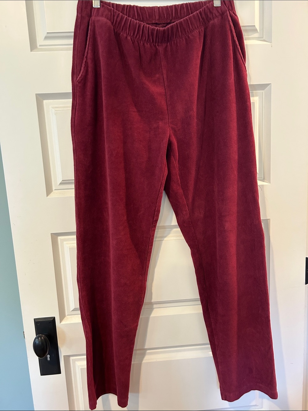 Cozy Lands' End Women's Pull-On Wide-Leg Pants in Deep Wine, Medium - Picture 2 of 8